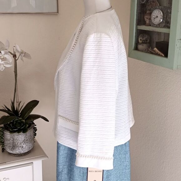 NWT Maya Brooke White Textured Jacket - Picture 5 of 10